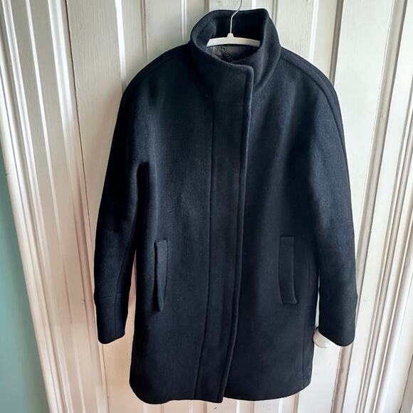 J Crew Stadium Cloth Nello Gori Cocoon Coat Wool Black - Picture 2 of 8